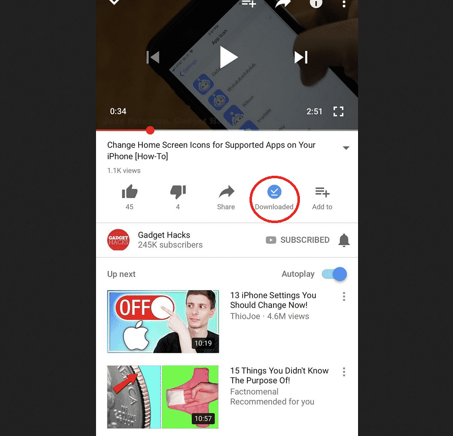 youtube save option mobile