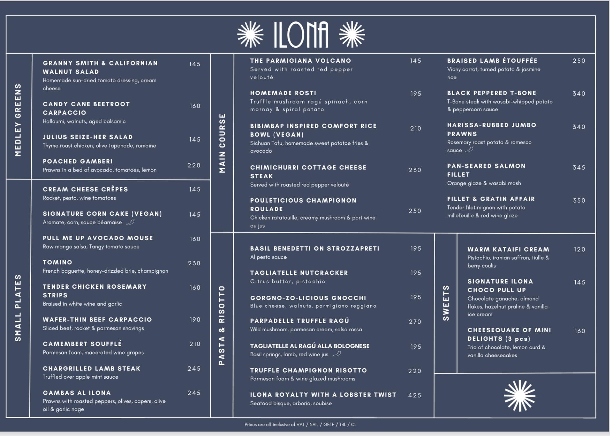 ilona Restaurant Accra Menu